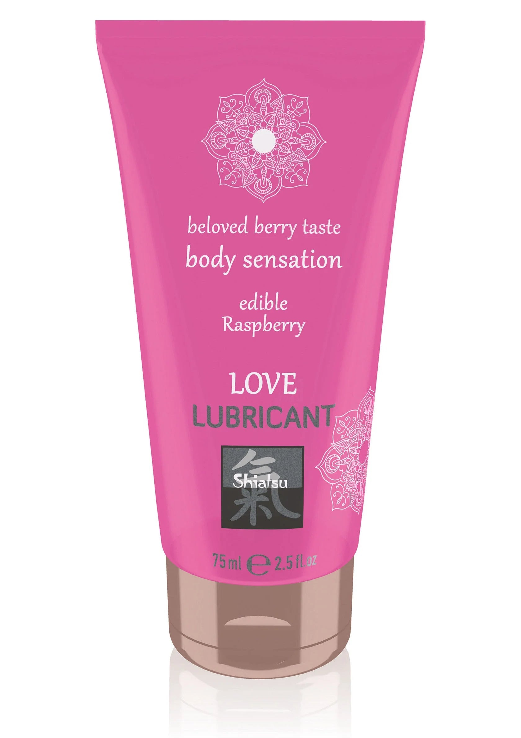 Eetbare glijgel in roze tube, framboos, 75 ml