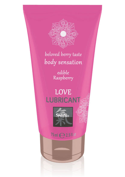 Eetbare glijgel 75 ml met frambozenaroma in paarse tube