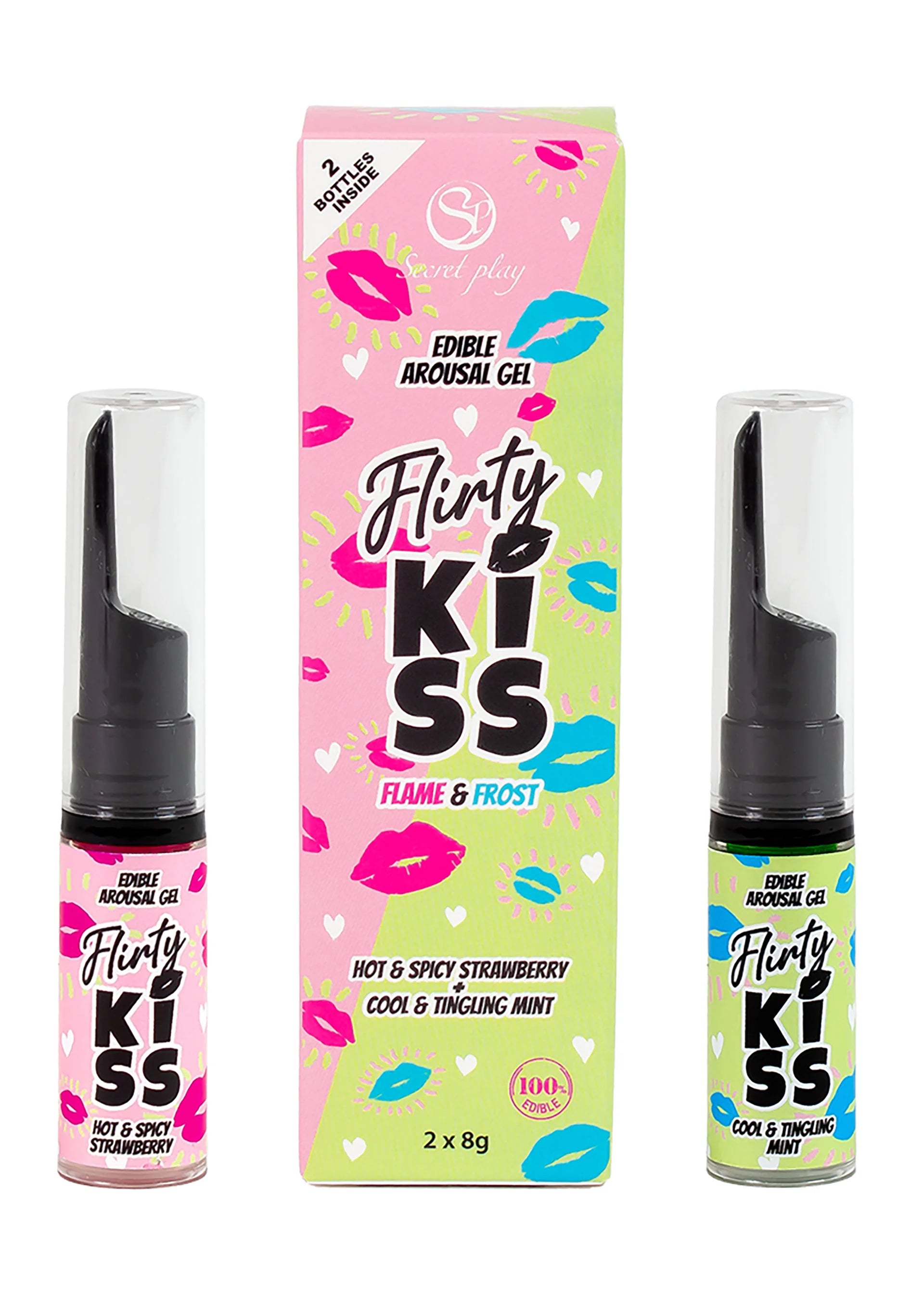 Beste vandaag nog: Flirt Kiss Gel Strawberry Mint 2x8 gr by Secret Play - bij Happytoys Sexshop: online sex shop for Feeling Happy & Easy 😊 - Default Title - 92360 - ASSORTED - 8