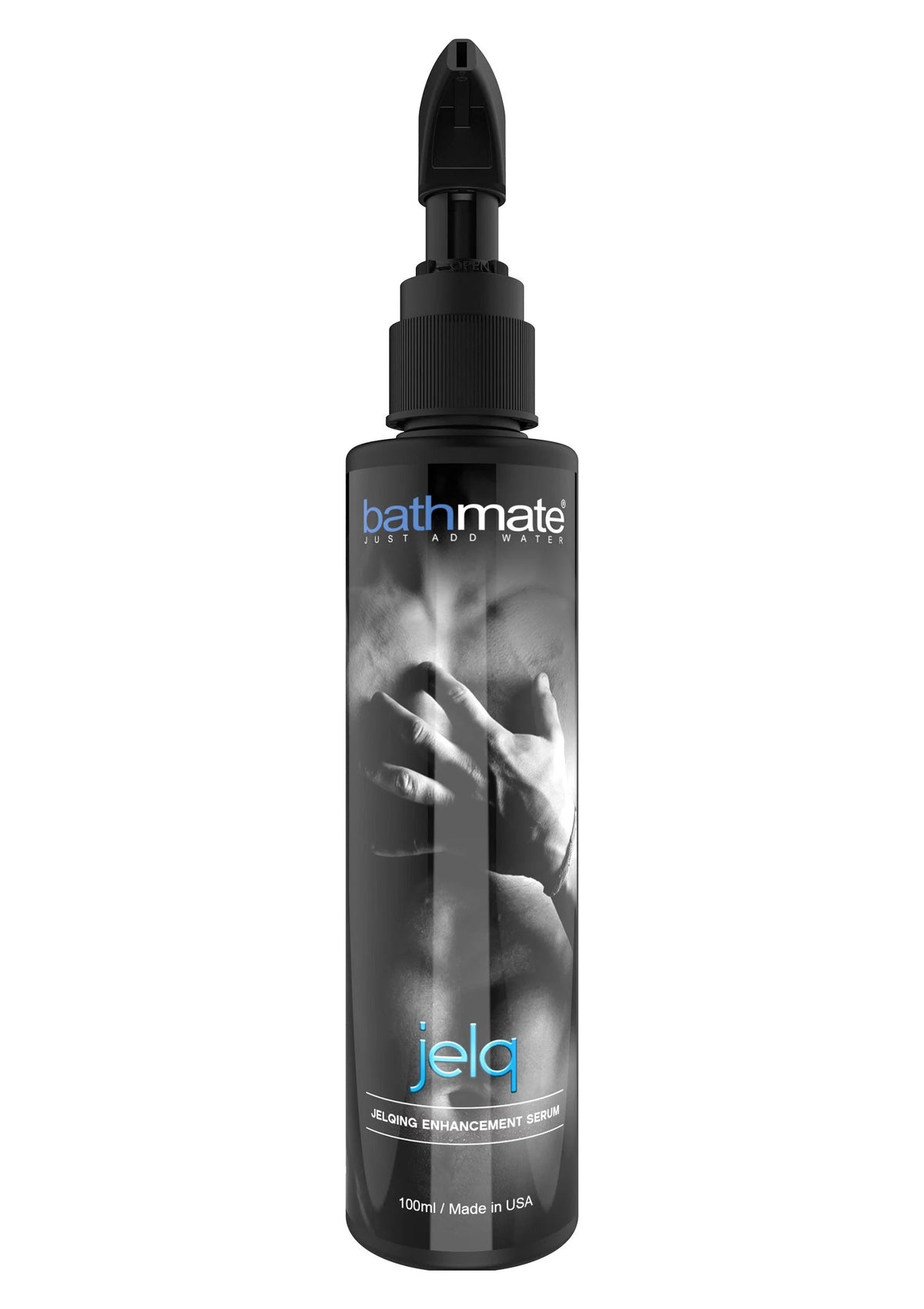 Bathmate jelqinggel fles 100 ml, donkerzwarte fles met blauw jela logo