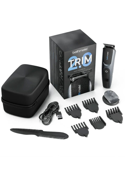 Bathmate TRIM 2.0 elektrische baardtrimmer met opzetkammen, kabel en beschermhoes