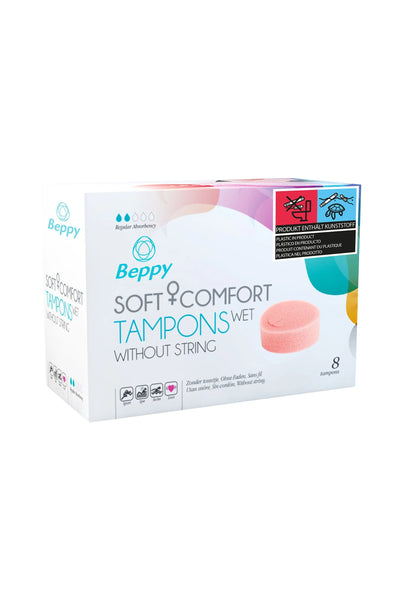 Beppy Soft & Comfort tamponsdoos, roze-witte verpakking met 8 stuks zonder inrijgkoord
