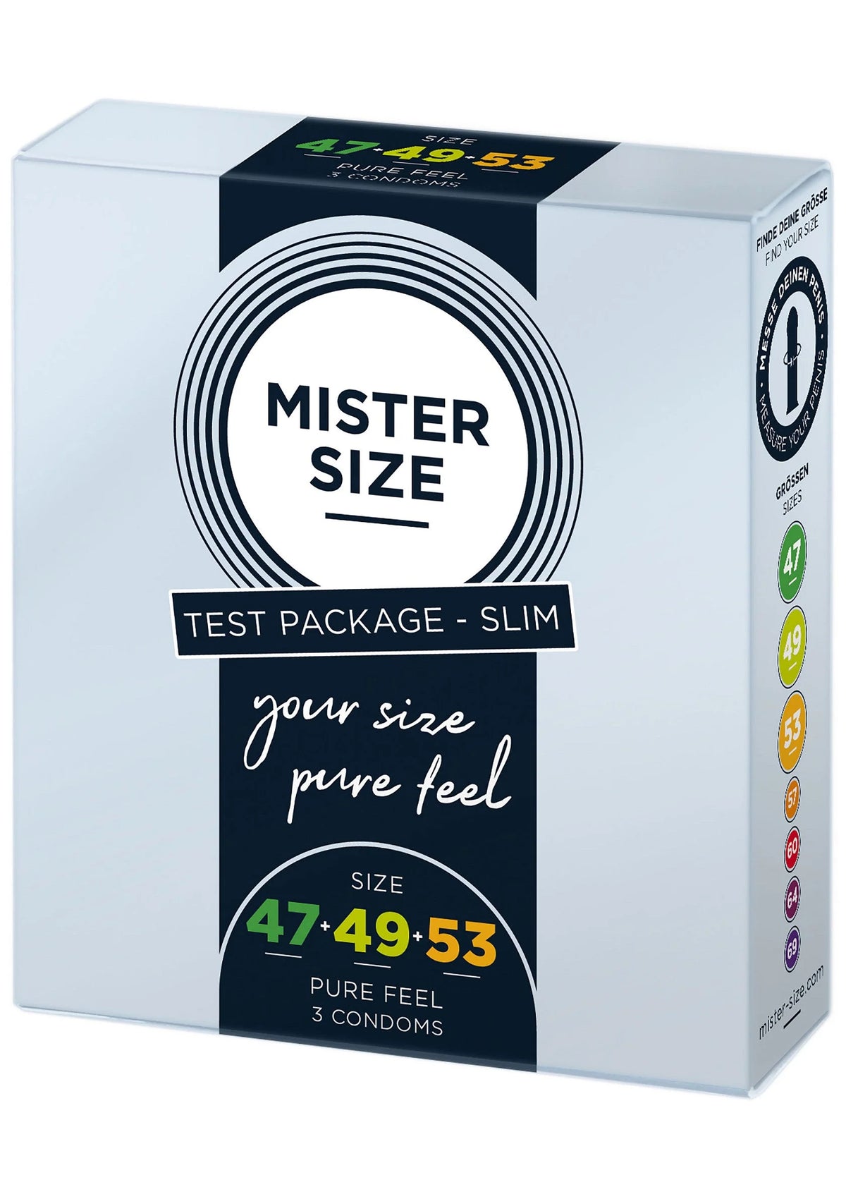 Beste vandaag nog: 47 - 49 - 53mm 3 - pack condoms by Mister Size - bij Happytoys Sexshop: online sex shop for Feeling Happy & Easy 😊