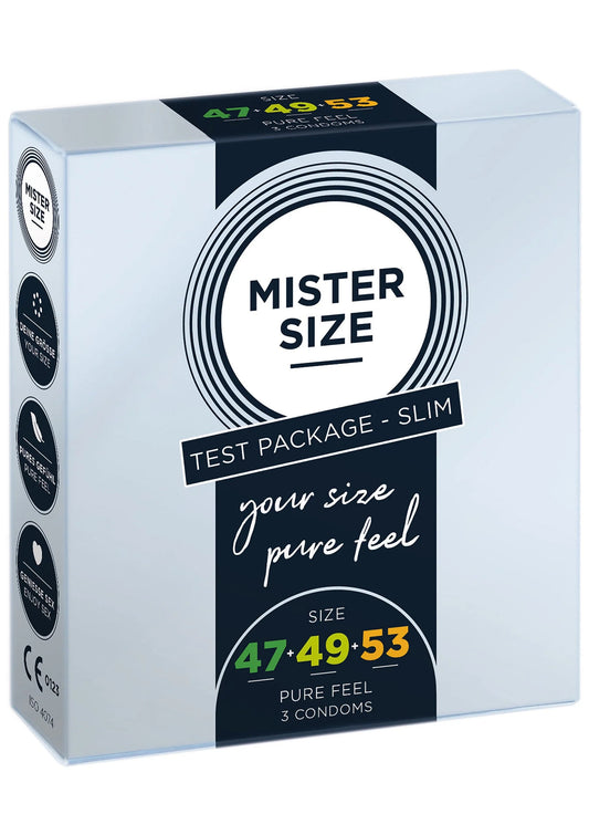 Beste vandaag nog: 47 - 49 - 53mm 3 - pack condoms by Mister Size - bij Happytoys Sexshop: online sex shop for Feeling Happy & Easy 😊