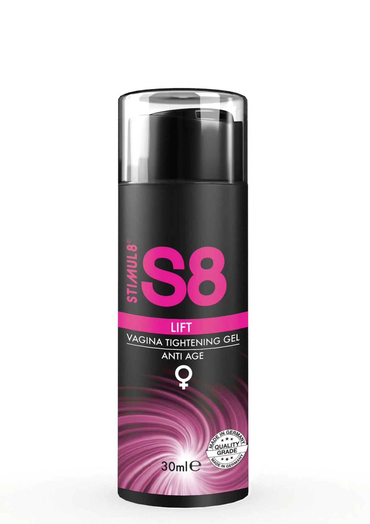 Strakkende liftende gel met S8-label en 30 ml op zwarte fles