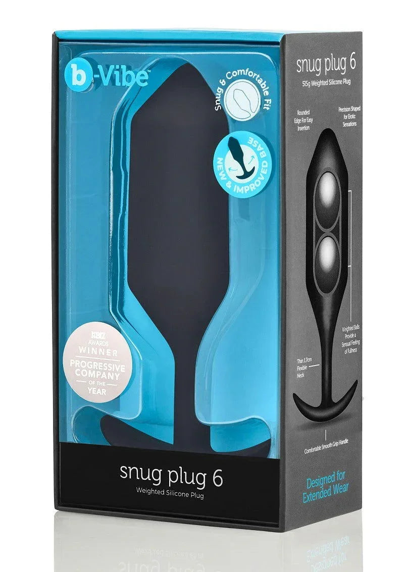 Verpakking van B-Vibe anaalsplug 'snug plug 6' met productafbeelding op de doos.