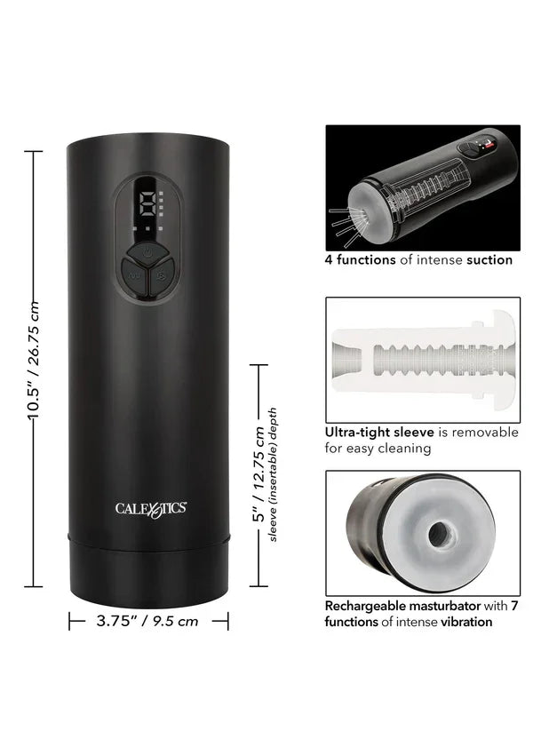 Bionic Sucking and Vibrating Masturbator by CalExotics - Happytoys Sexshop: online sex shop for Feeling Happy & Easy 😊 - Discreet geleverd