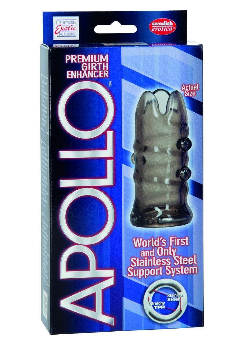 Verpakking voor CalExotics Apollo Premium girth enhancer penis-mouw, blauw karton
