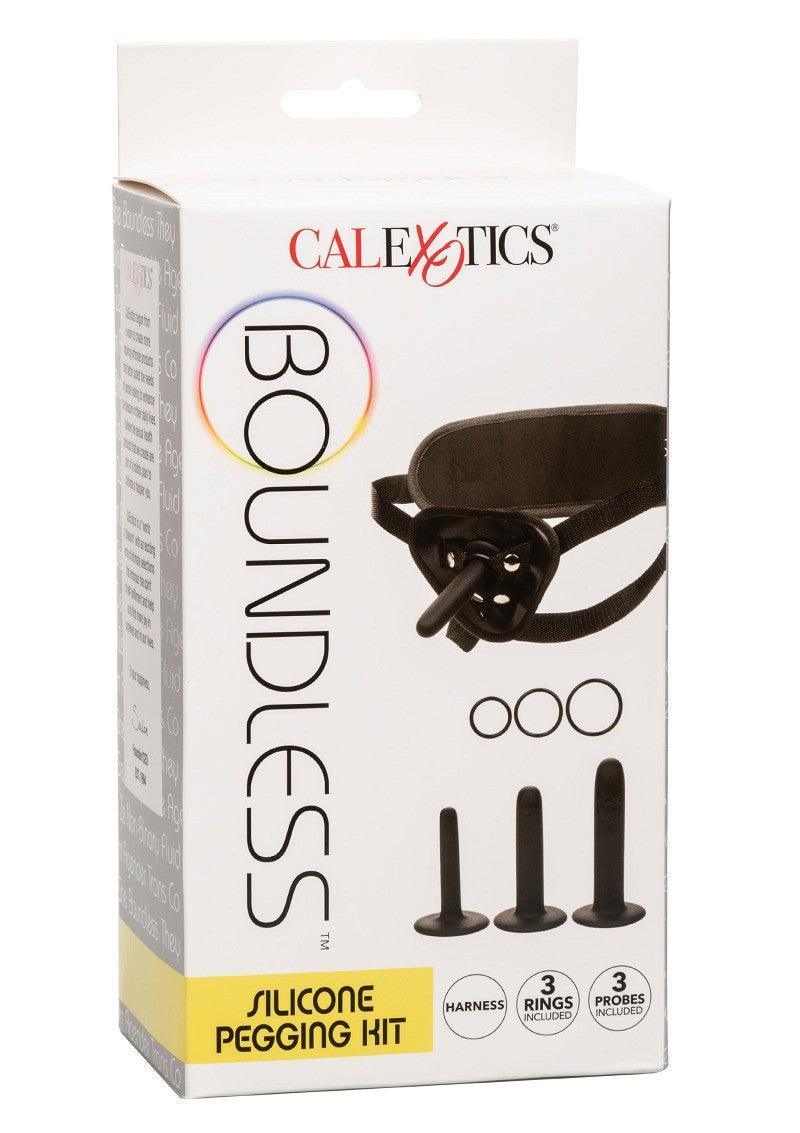CalExotics siliconen peggingkit op verpakking met 3 kegelvormige onderdelen