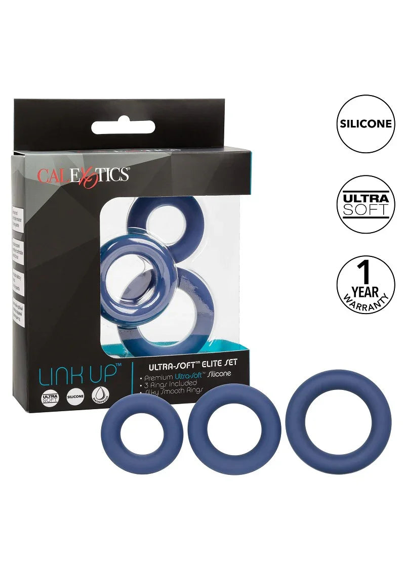 Link Up Ultra-Soft Elite Set Cockring by CalExotics - Happytoys Sexshop: online sex shop for Feeling Happy & Easy 😊 - Discreet geleverd