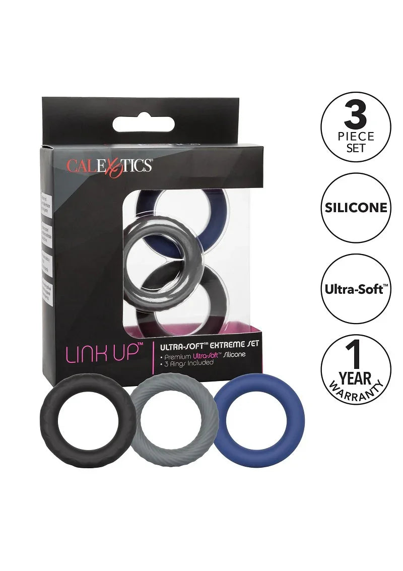 Link Up Ultra-Soft Extreme Set cockring by CalExotics - Happytoys Sexshop: online sex shop for Feeling Happy & Easy 😊 - Discreet geleverd