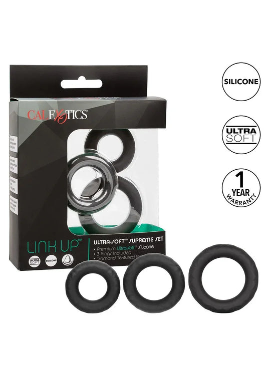 Link Up Ultra-Soft Supreme Set cockring by CalExotics - Happytoys Sexshop: online sex shop for Feeling Happy & Easy 😊 - Discreet geleverd