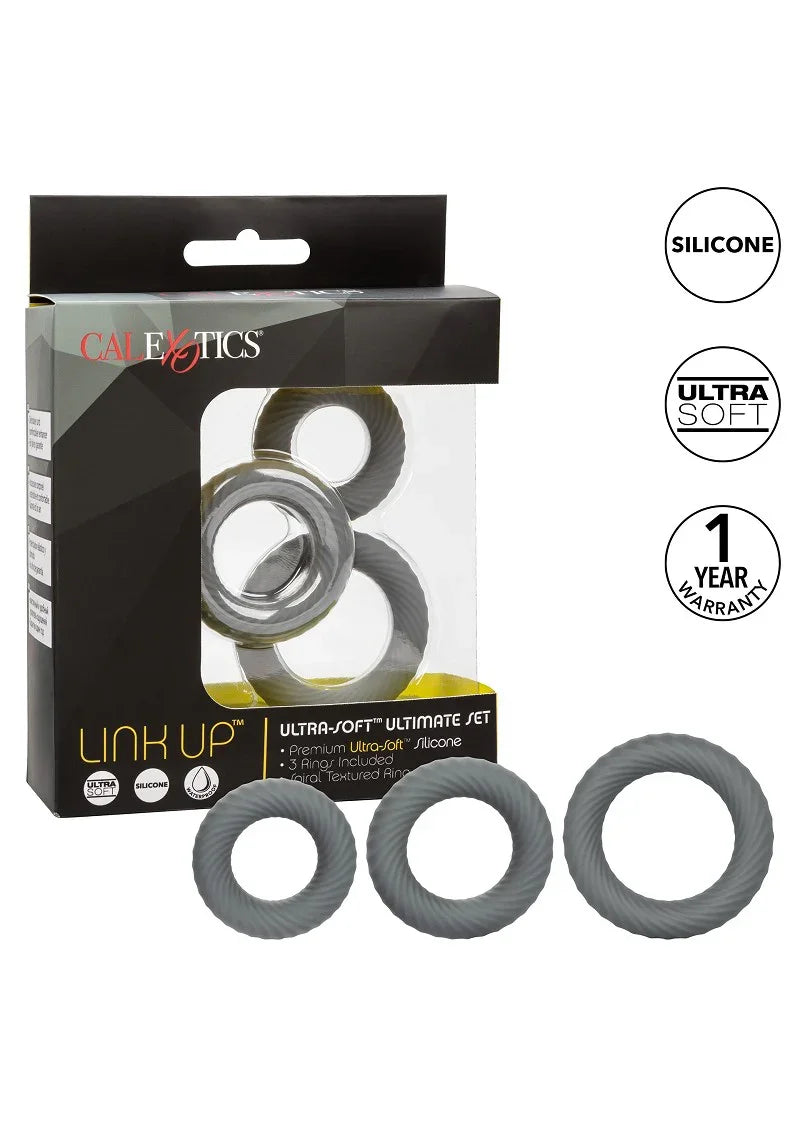 ♂ CalExotics Link Up Ultra-Soft Ultimate Set Cockring - Happytoys Sexshop: online sex shop for Feeling Happy & Easy 😊 - Discreet geleverd