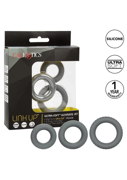 ♂ CalExotics Link Up Ultra-Soft Ultimate Set Cockring - Happytoys Sexshop: online sex shop for Feeling Happy & Easy 😊 - Discreet geleverd