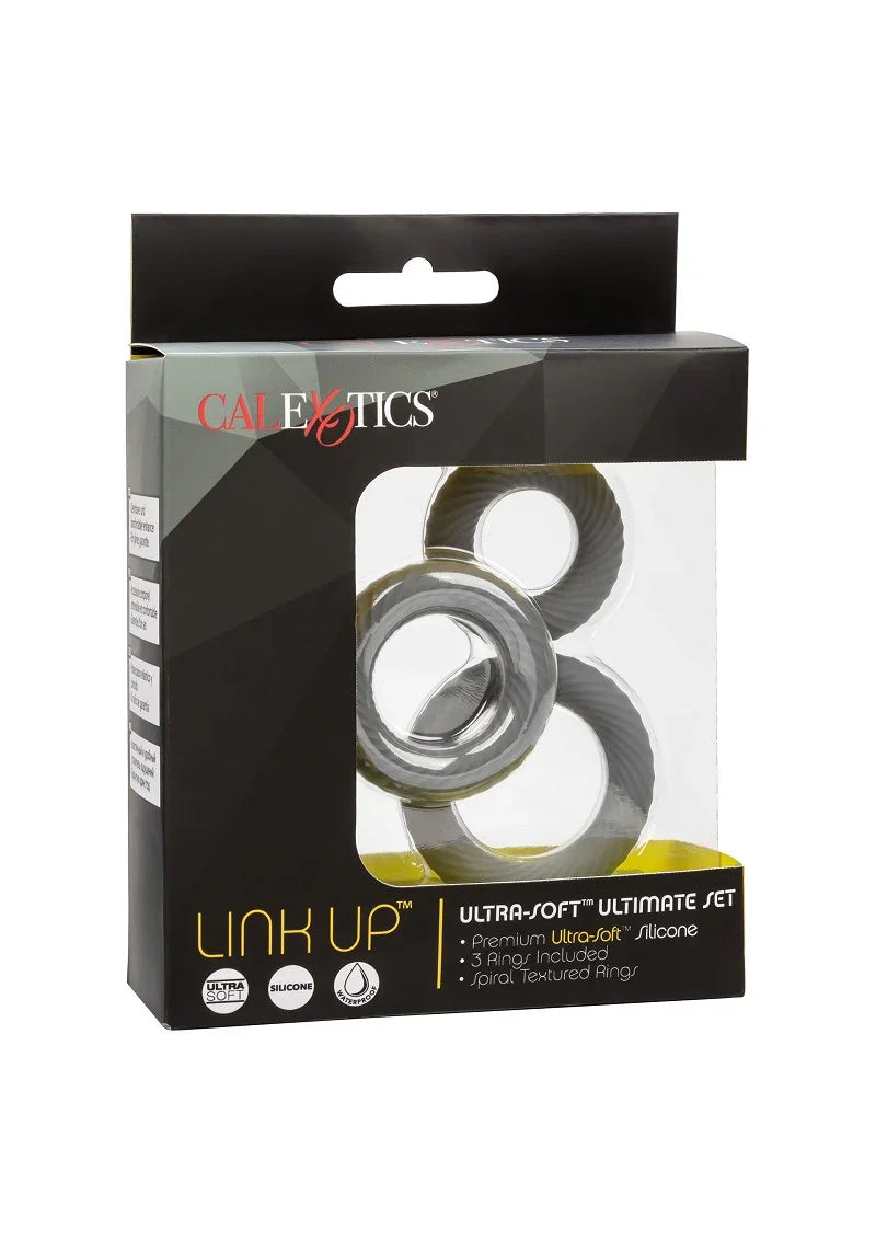 ♂ CalExotics Link Up Ultra-Soft Ultimate Set Cockring - Happytoys Sexshop: online sex shop for Feeling Happy & Easy 😊 - Discreet geleverd