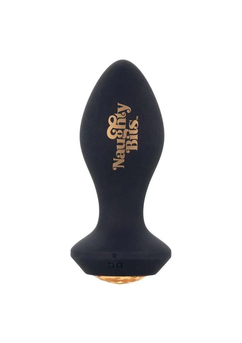Zwarte vibrerende kontplug met smalle basis en ronde top, klein model
