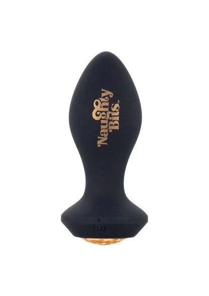 Zwarte vibrerende kontplug met smalle basis en ronde top, klein model