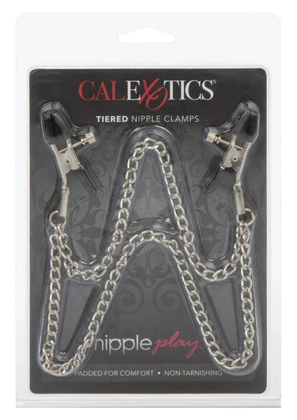 CalExotics tepelklemmen met ketting in verpakking, 'Tiered nipple clamps'