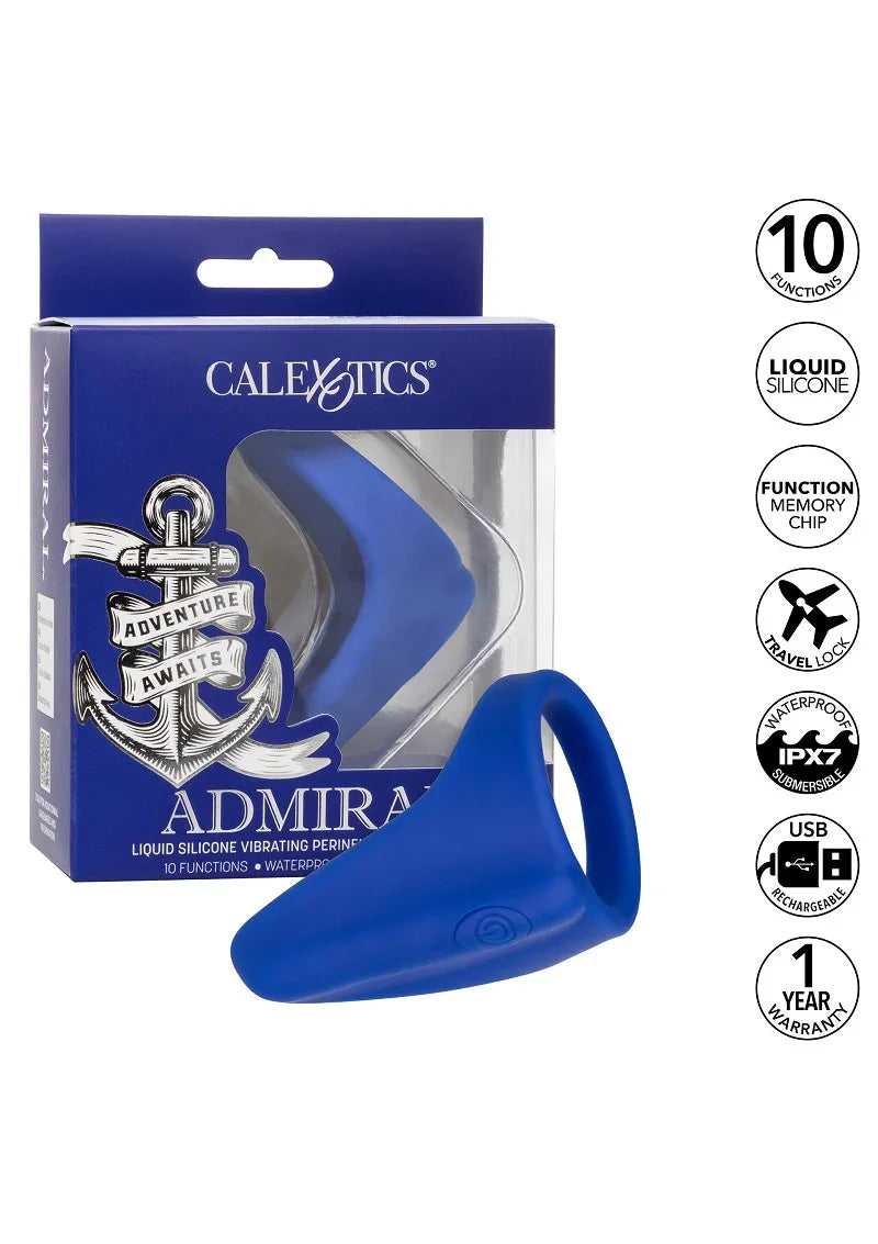 Admiral Liquid Silicone Vibrating Perineum Massager & Ring by CalExotics - Happytoys Sexshop: online sex shop for Feeling Happy & Easy 😊 - Discreet geleverd