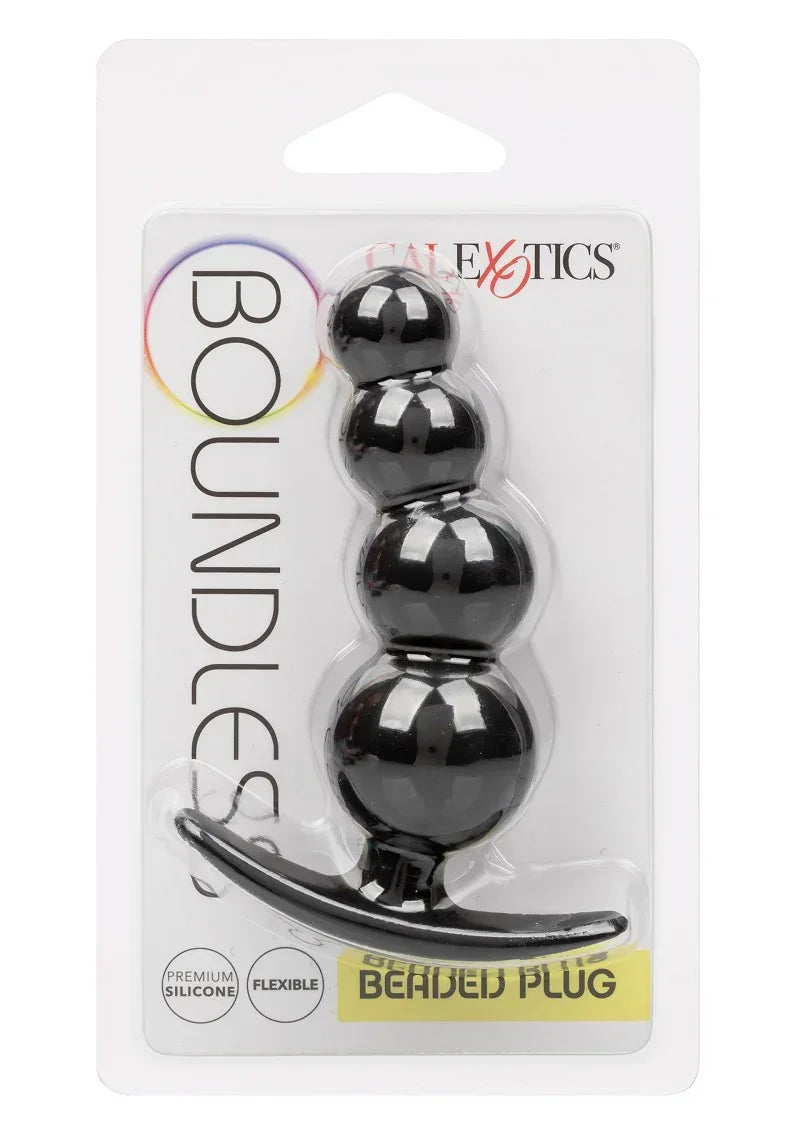 CALExotics Beaded Plug blister, zwarte siliconen plug met drie bollen