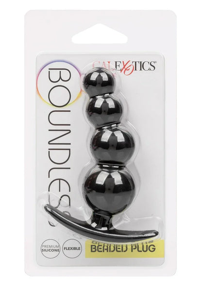 CALExotics Beaded Plug blister, zwarte siliconen plug met drie bollen