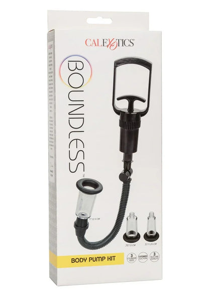 CalExotics Body Pump Hit verpakkingsdoos met handpomp en accessoires