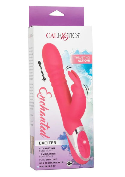 CalExotics verpakkingsdoos met roze konijnvibrator en productinformatie voor thrusting