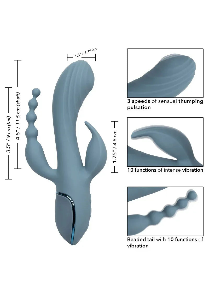 ♀ CalExotics III Triple Ecstasy triple vibrator - Happytoys Sexshop: online sex shop for Feeling Happy & Easy 😊 - Discreet geleverd