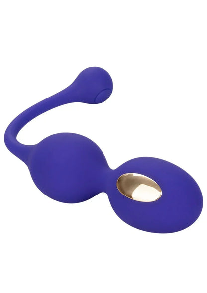 Donkerblauwe dual-kegel stimulator met ovale gouden inzet