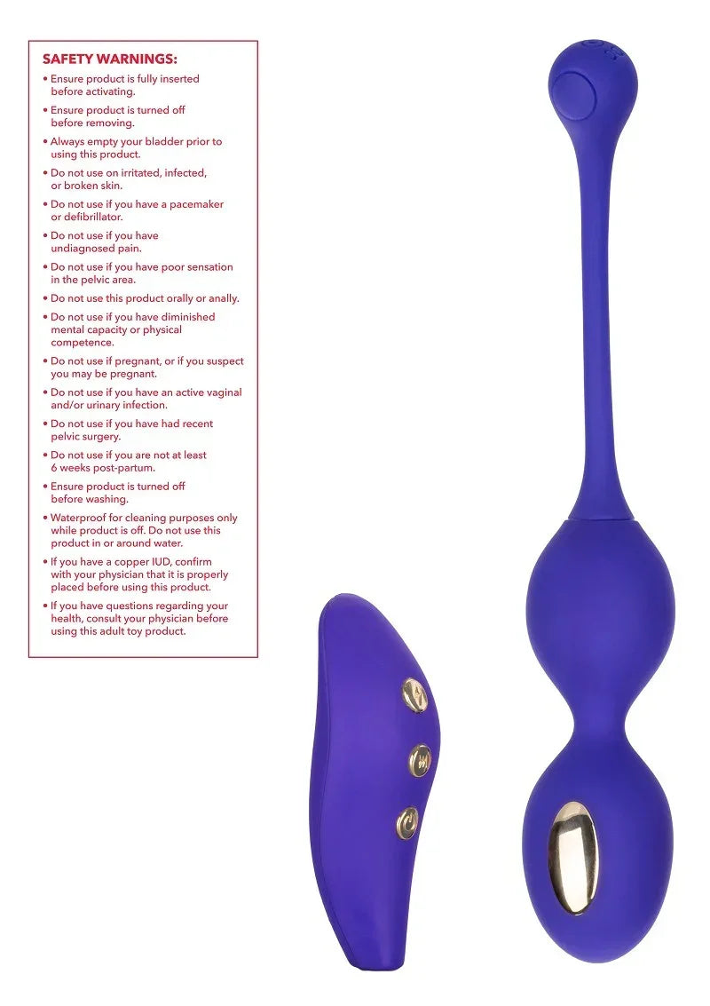 Donkerblauwe dual-kegel stimulator en afstandsbediening met knopjes