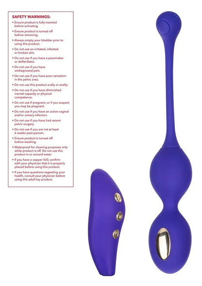 Donkerblauwe dual-kegel stimulator en afstandsbediening met knopjes