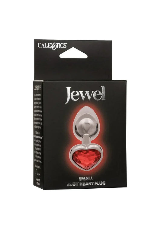 Doos van Jewel small ruby heart plug met afbeelding van rood hart en zilverkleurige plug