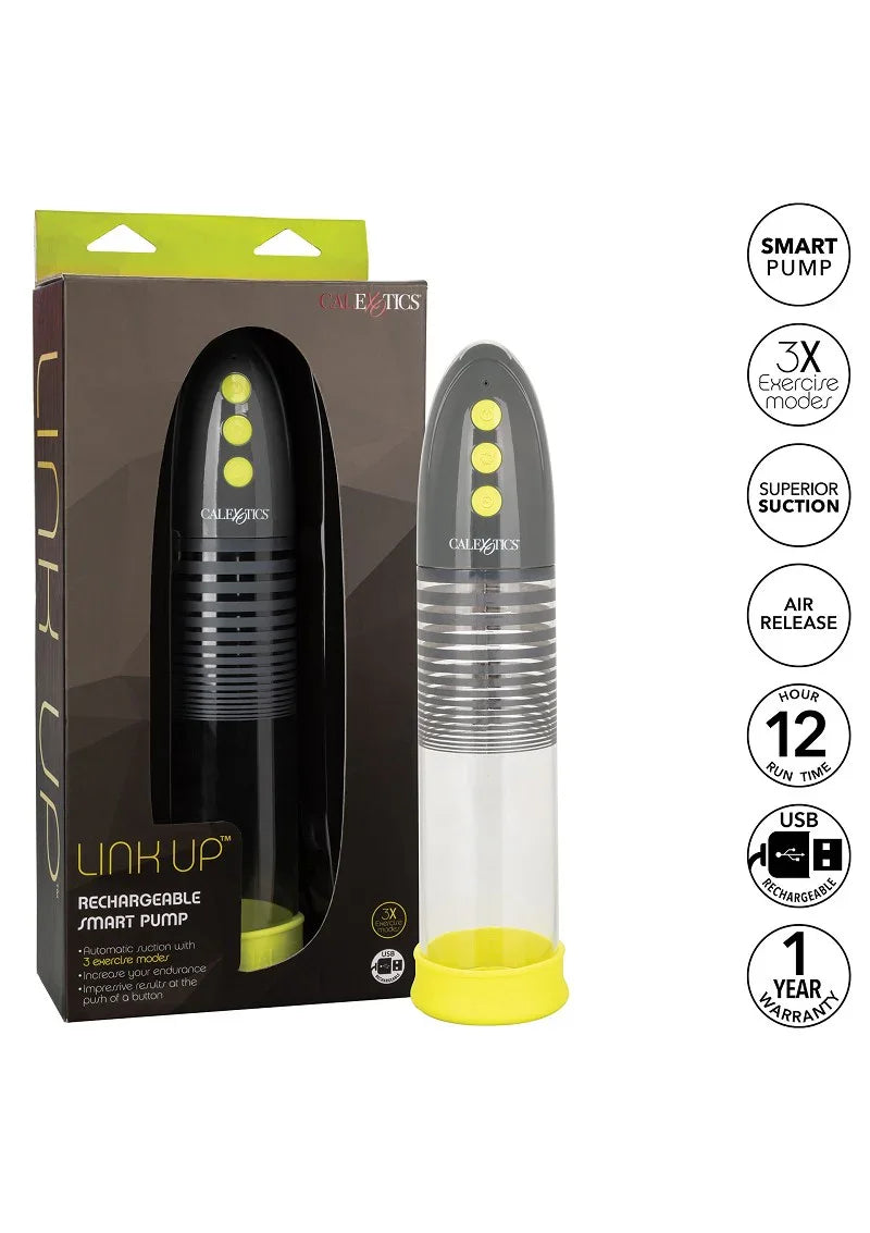 Link Up Rechargeable Smart Pump Penis pomp by CalExotics - Happytoys Sexshop: online sex shop for Feeling Happy & Easy 😊 - Discreet geleverd