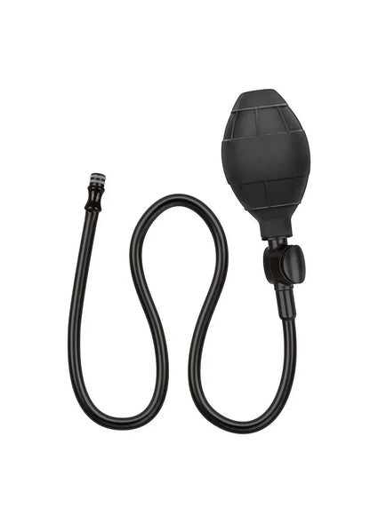 Zwarte siliconen opblaasplug met slang en koppelstuk