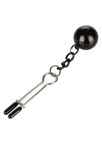 Nippelklem met metalen pincet, zwarte bal en ketting