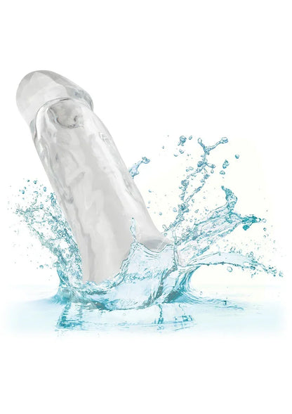 Doorzichtige extender in water met spetters, taps toelopende kop en open ring