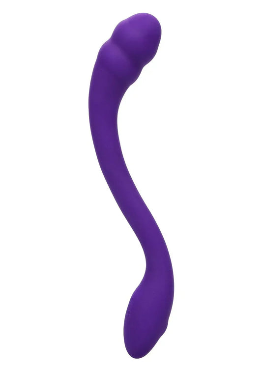 Paarse gebogen vibrator met ronde uiteinden, slanke vorm
