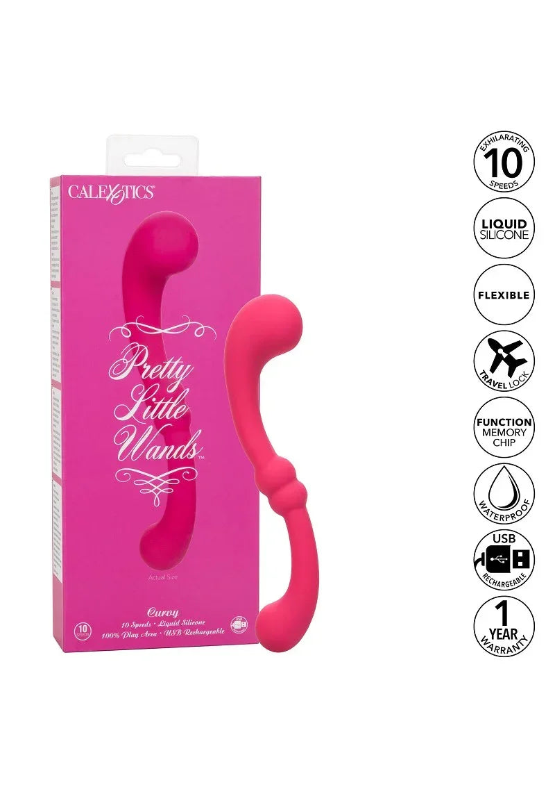 Pretty Little Wands Curvy vibrator by CalExotics - Happytoys Sexshop: online sex shop for Feeling Happy & Easy 😊 - Discreet geleverd