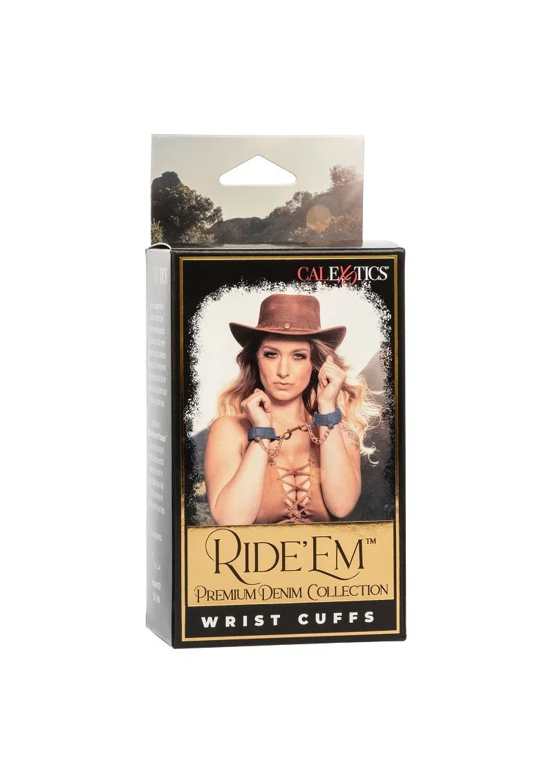 Ride 'em Premium Denim Collection Wrist Cuffs by CalExotics - Happytoys Sexshop: online sex shop for Feeling Happy & Easy 😊 - Discreet geleverd