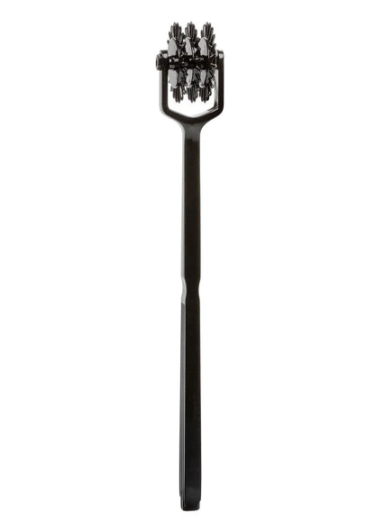 Handheld plezierwiel met zwarte steel en ronde pinwielkop met borstelige tanden
