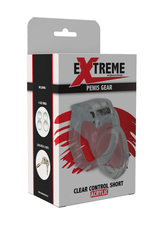 Clear Control Cock Cage Short by Hidden Desire - Happytoys Sexshop: online sex shop for Feeling Happy & Easy 😊 - Discreet geleverd