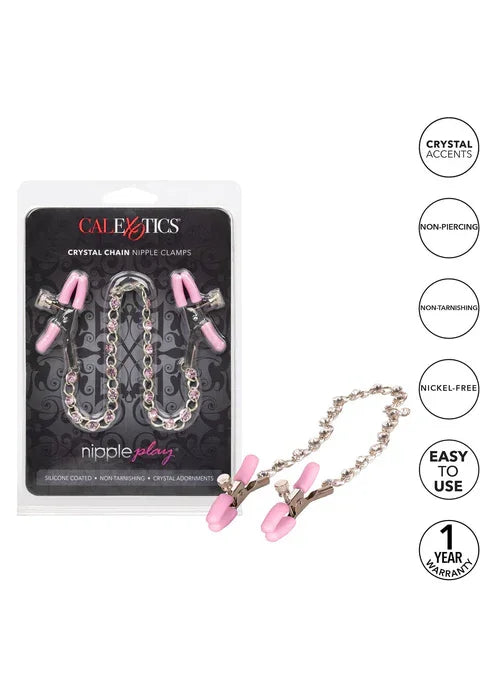 Crystal Chain Nipple Clamps by CalExotics - Happytoys Sexshop: online sex shop for Feeling Happy & Easy 😊 - Discreet geleverd