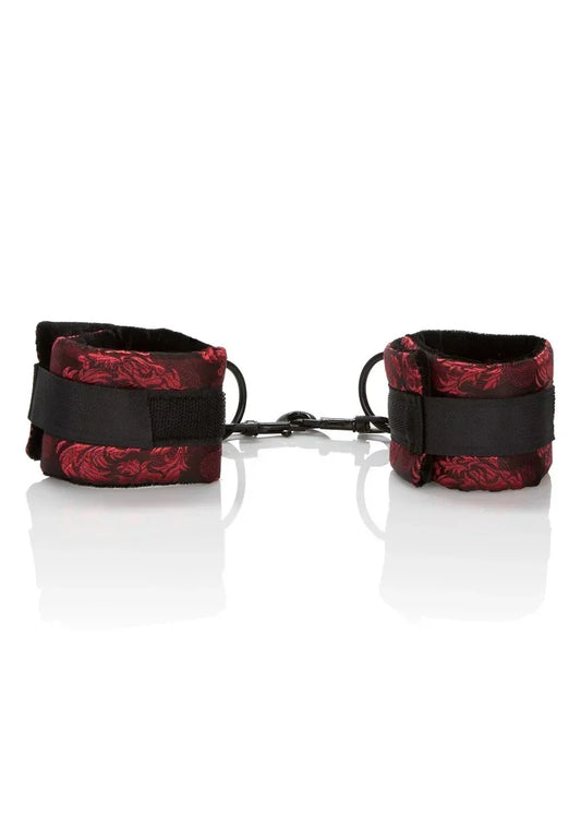 Universele boeien-set: zwarte band met rode print en metalen ketting, paar