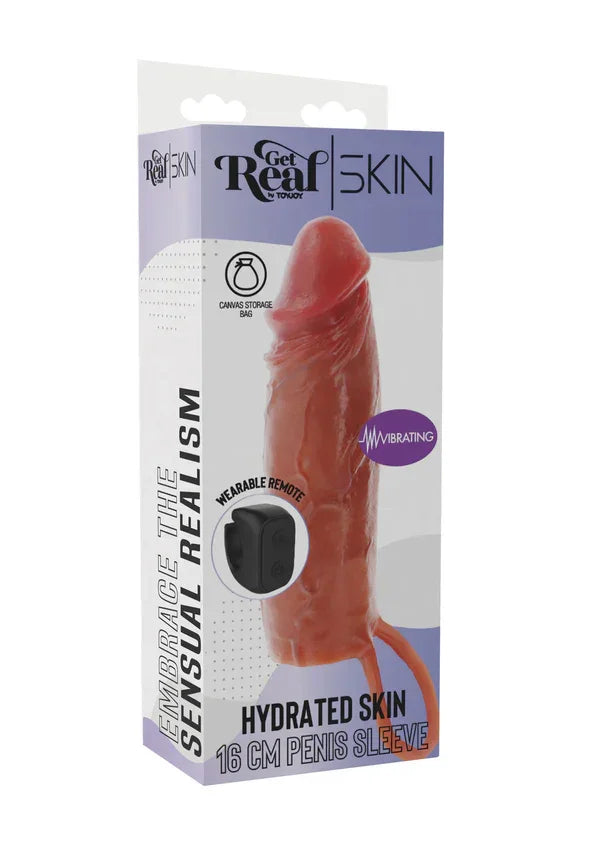 Hydrated Skin Penis Silicone Sleeve Vibrating 16 cm by ToyJoy - Happytoys Sexshop: online sex shop for Feeling Happy & Easy 😊 - Discreet geleverd