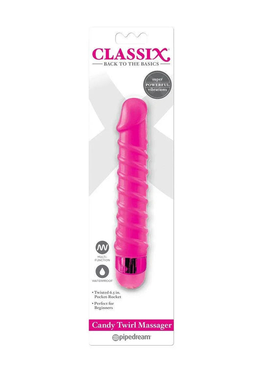 Pipedream Classix Candy Twirl Massager Geribbelde Vibrator - Happytoys Sexshop: online sex shop for Feeling Happy & Easy 😊 - Discreet geleverd