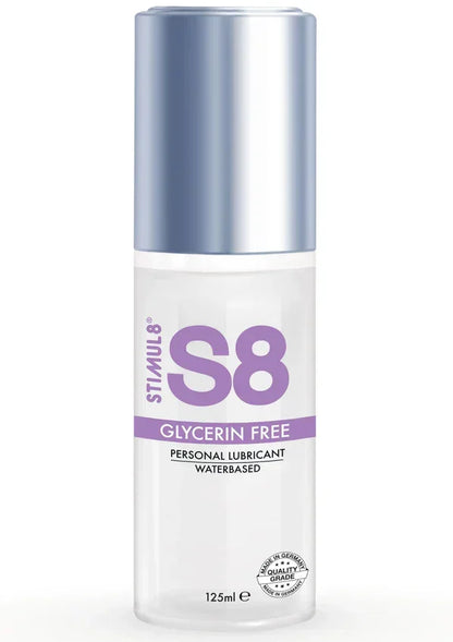 Glycerinevrij glijmiddel Stimul8 S8, waterbase, 125 ml, met S8-label op fles