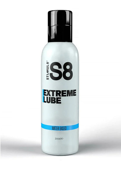 S8 glijmiddel Extreme Lube waterbasis, fles 250 ml met blauwe band