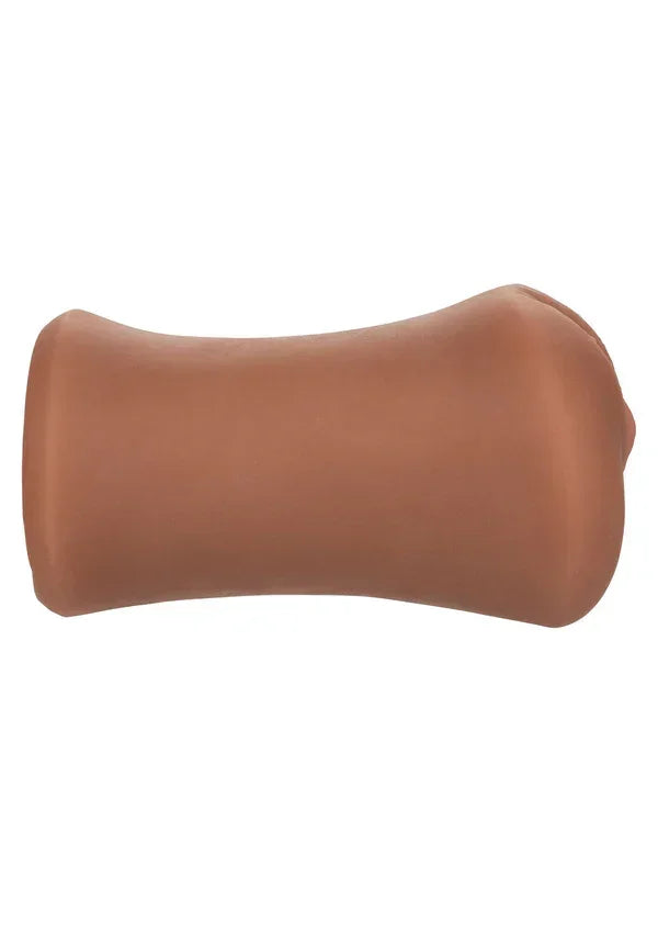 Realistische masturbatorhuls in bruintint, glad oppervlak en afgeronde vorm