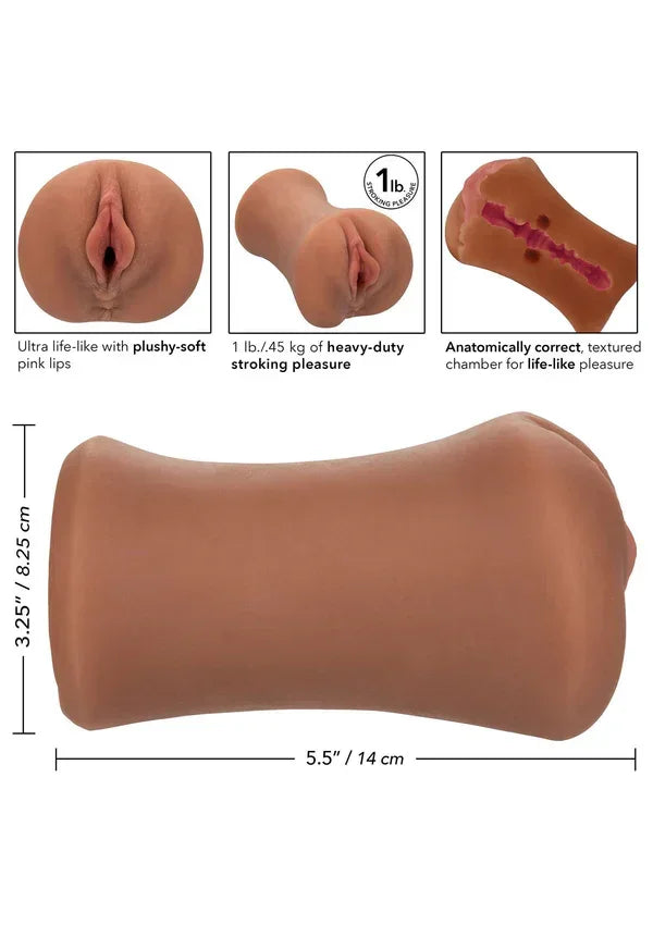 Huidkleurige buisvormige masturbator met anatomische opening, gladde realistische vorm