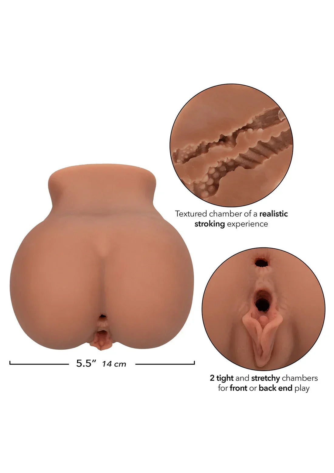 CalExotics The Roller Babe met textuurdetail en openingen, bruin realistischer speelformaat